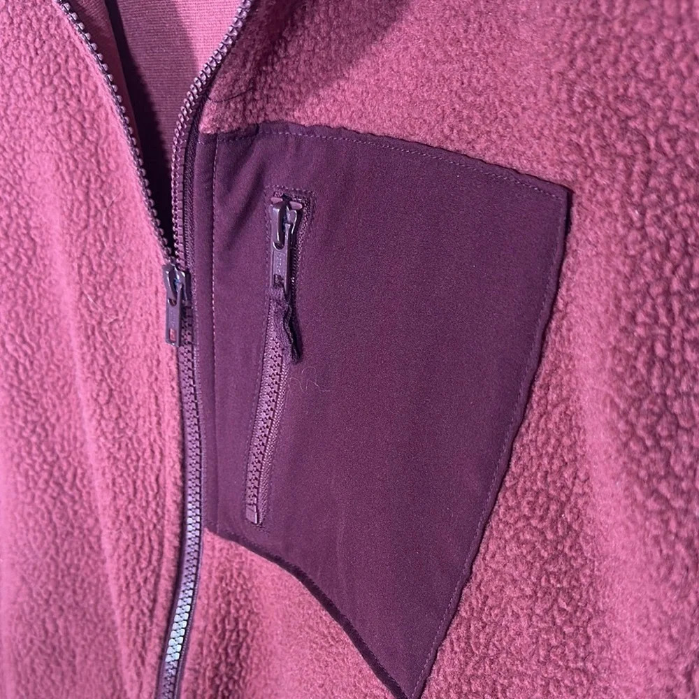 SO Burgundy Red Fleece Full Zip Vest with Zippered Pocket Large - Picture 4 of 5